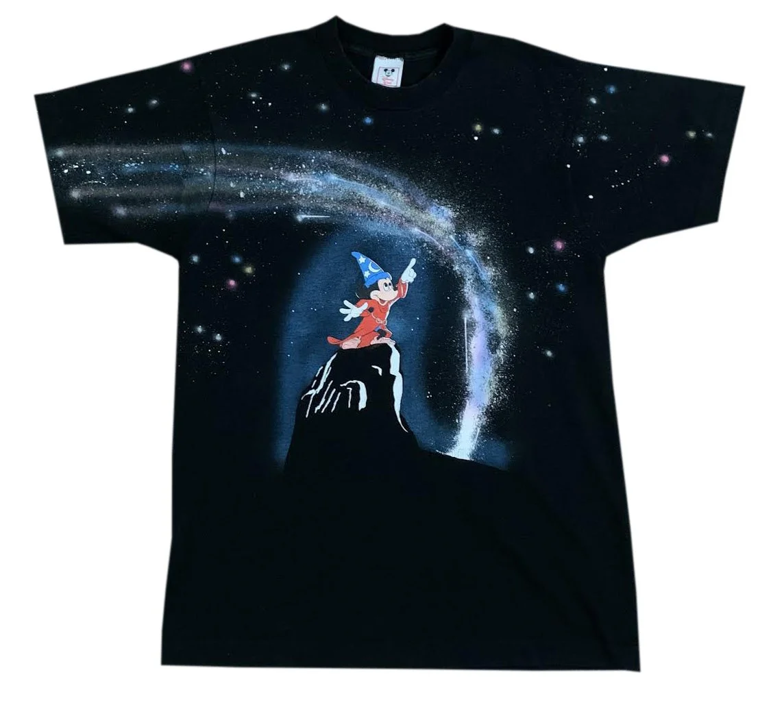 Vintage Walt Disney Fantasia All Over Print Black T Shirt (Size L